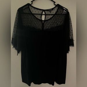 Black blouse with mesh sleeves